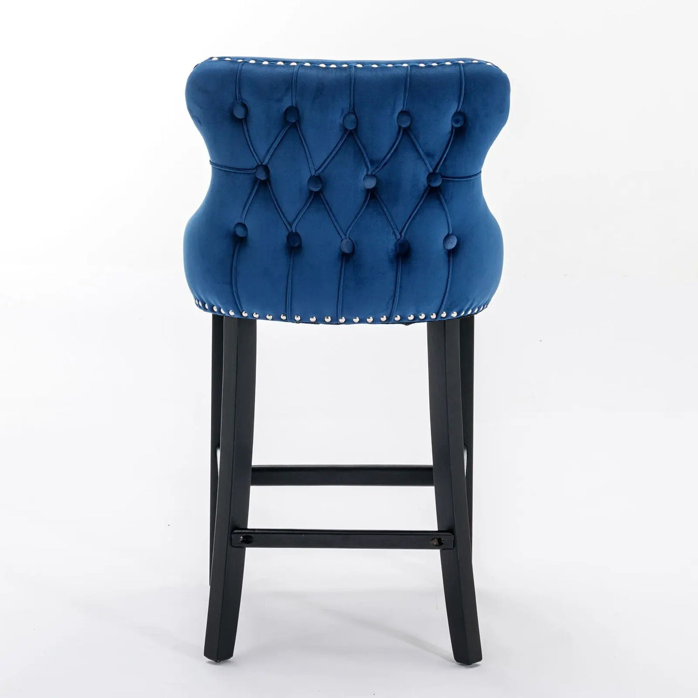 Contemporary Upholstered Wing-Back Barstools With Button Tufted Decoration And Wooden Legs, And Nailhead Trim, Leisure Style Bar Chairs, Bar Stools (Set of 2) by Unique Piece Furniture