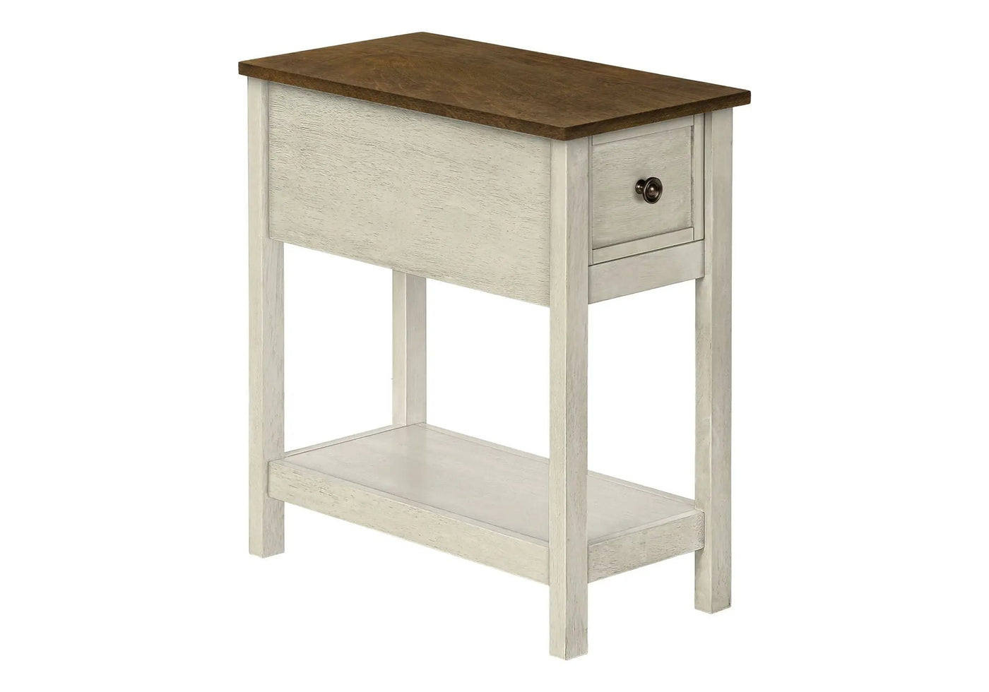 Accent End Table, 2 Tier, Narrow, Lamp, Storage Drawer, Charming Design by HouseOfZazla