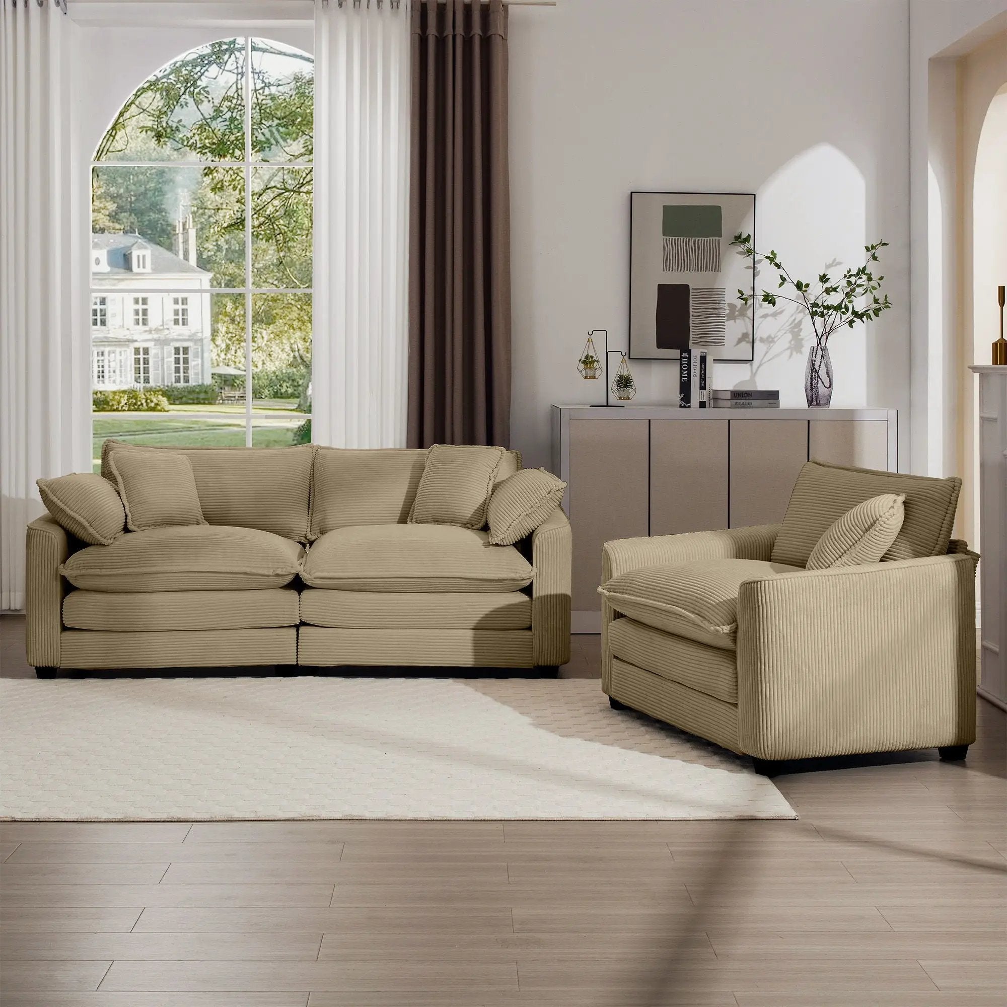 Elegant Oversized Sectional Sofa Set With Deep Seats And Flexible Layout by HouseOfZazla