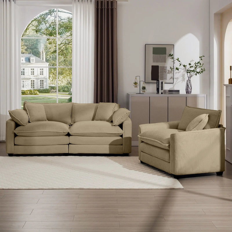 Elegant Oversized Sectional Sofa Set With Deep Seats And Flexible Layout by HouseOfZazla