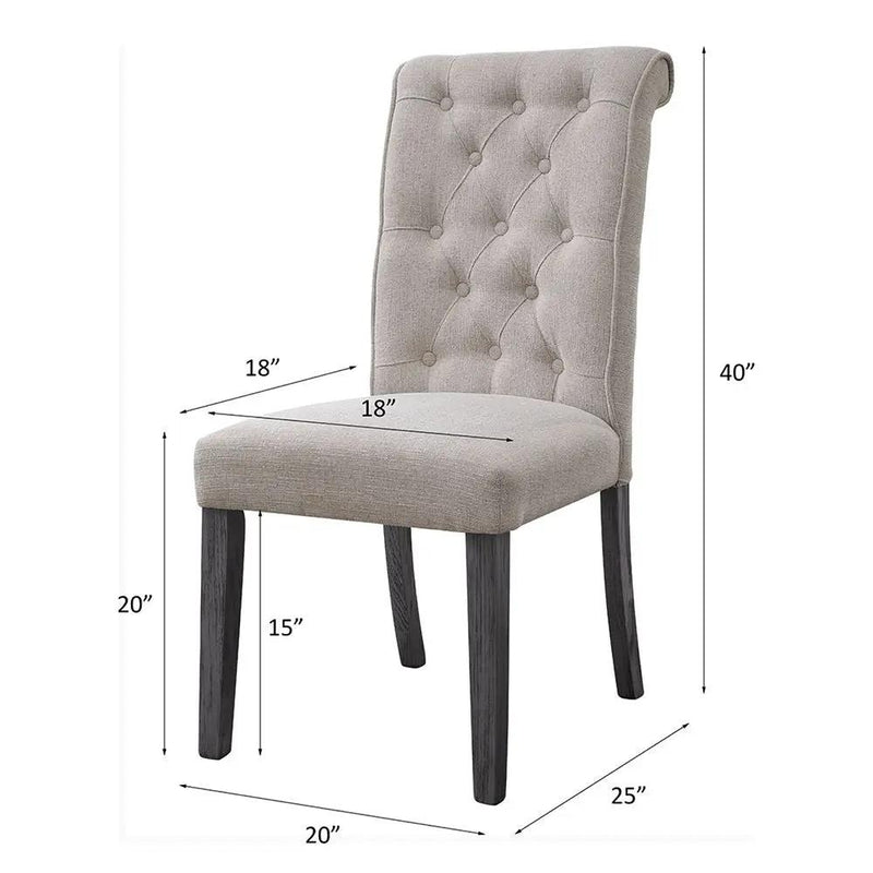 Yabeina - Side Chair (Set of 2) - Beige Linen & Gray by Unique Piece Furniture