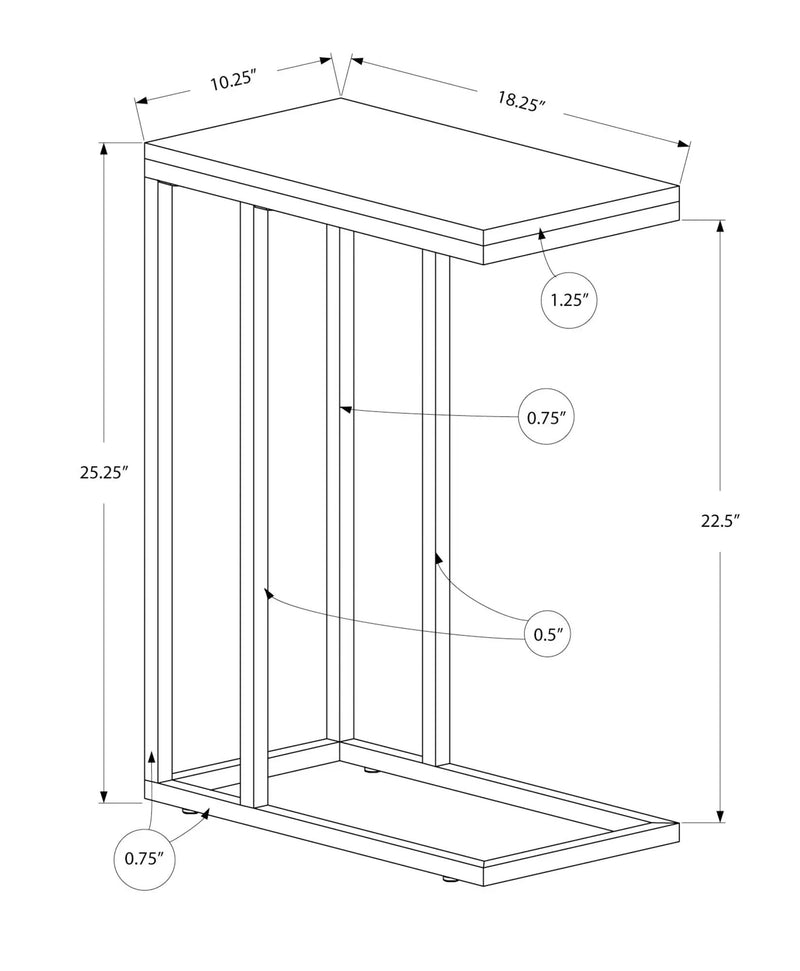 Accent Table, C - Shaped, Tempered Glass, Stylish Design Contemporary & Modern by Unique Piece Furniture