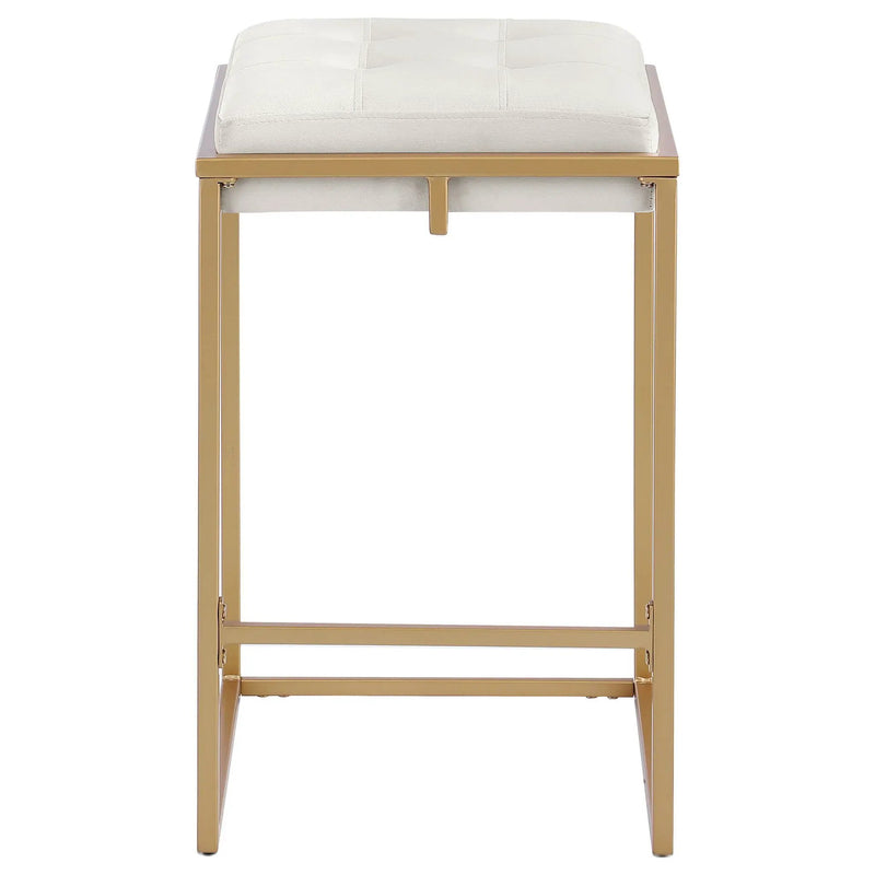 Square Counter Height Stools (Set of 2) - Beige / Gold by HouseOfZazla