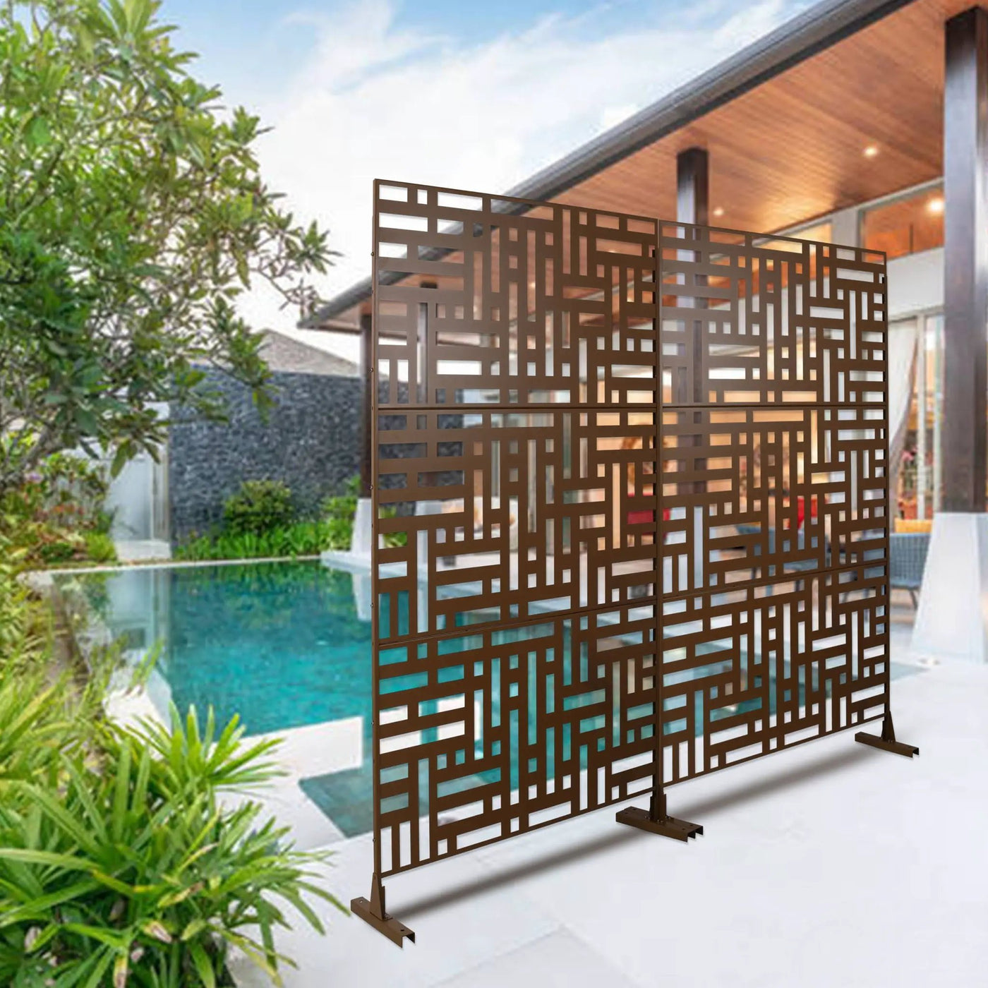 Decorative Freestanding Metal Privacy Screen For Indoor & Outdoor Use by HouseOfZazla