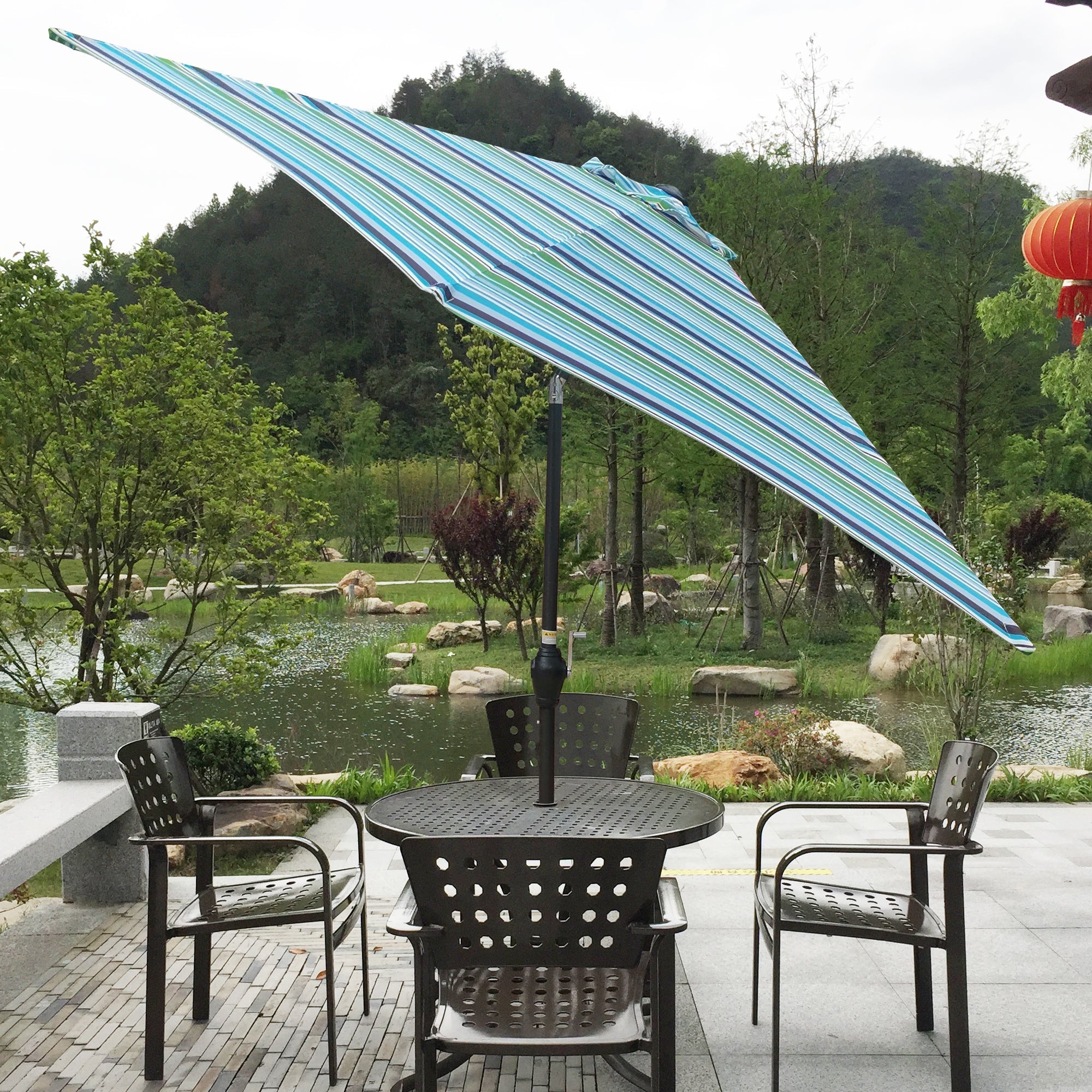9FT Umbrella Blue Stripes by HouseOfZazla