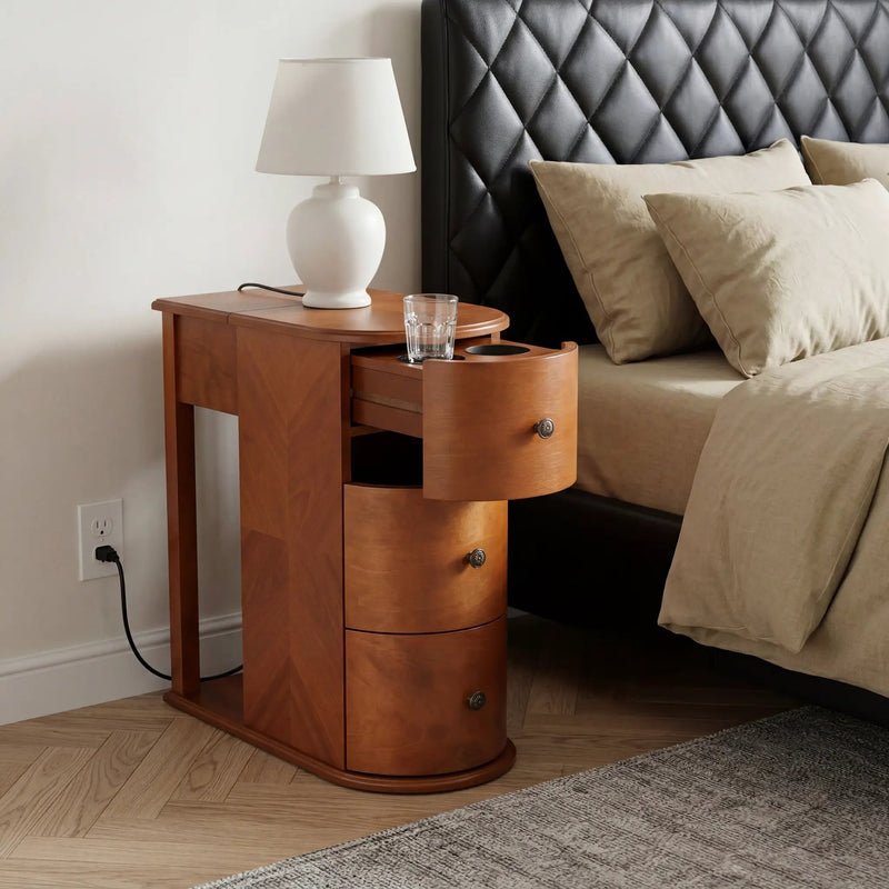 Modern End Table with Hidden Cup Holder Drawer by HouseOfZazla