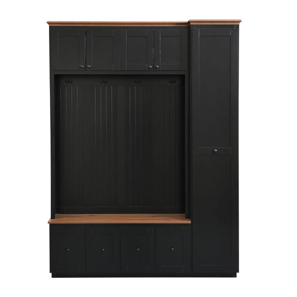 Entryway Hall Tree With Storage Bench, Coat Rack Shoe Bench With Cabinets