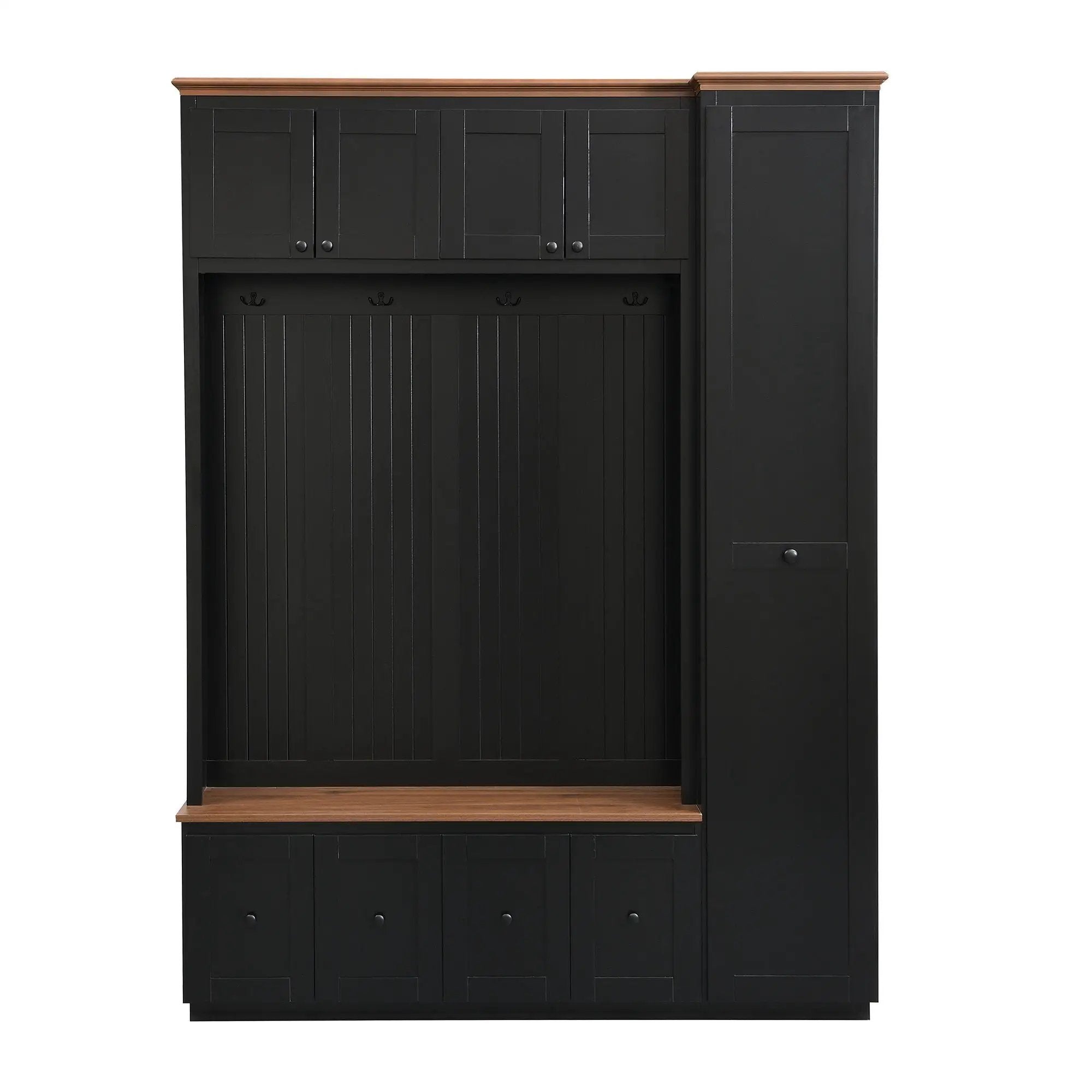 Entryway Hall Tree With Storage Bench, Coat Rack Shoe Bench With Cabinets by Unique Piece Furniture