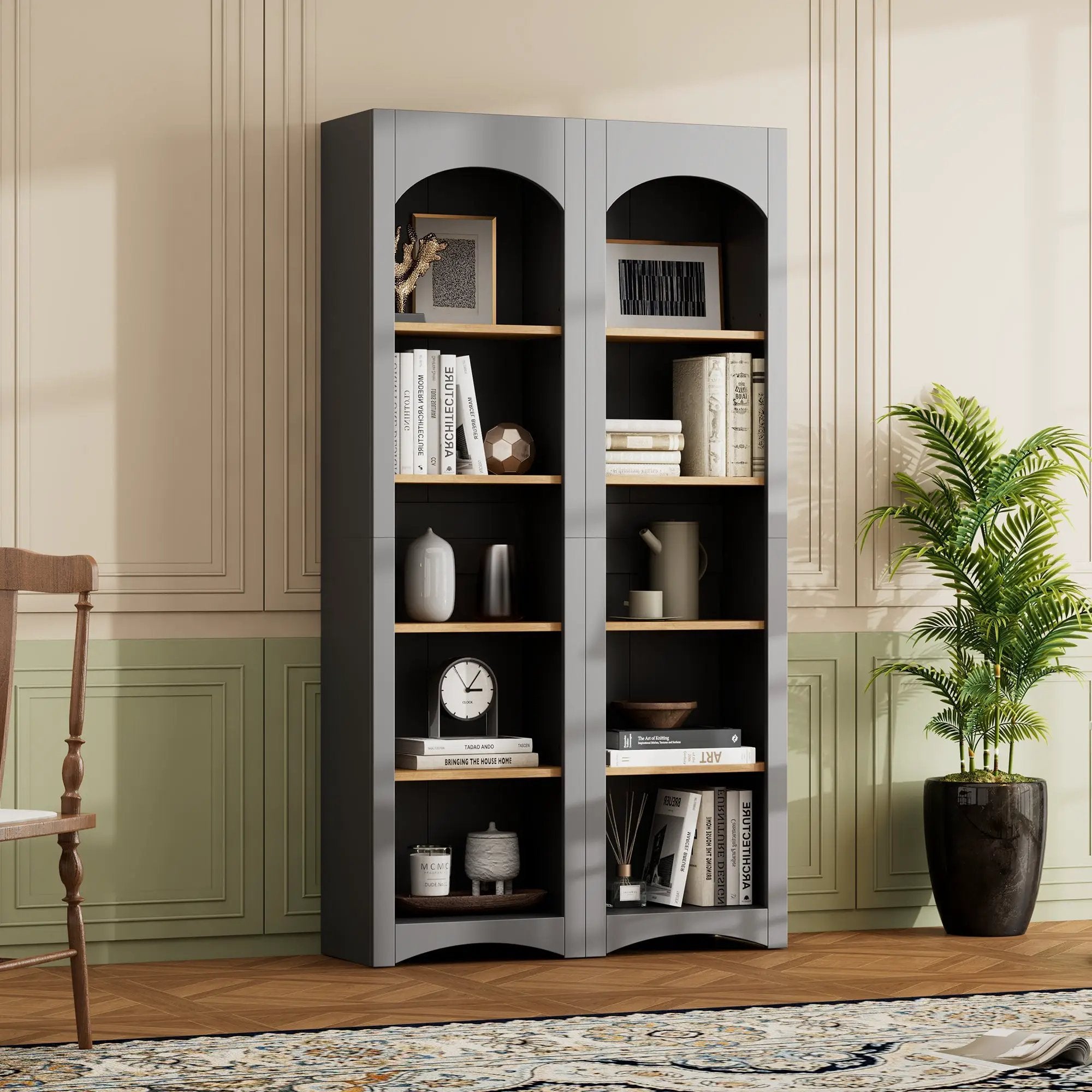 On-Trend Free Standing 5 Tier Bookshelves, Bookcases Set of 2 by HouseOfZazla