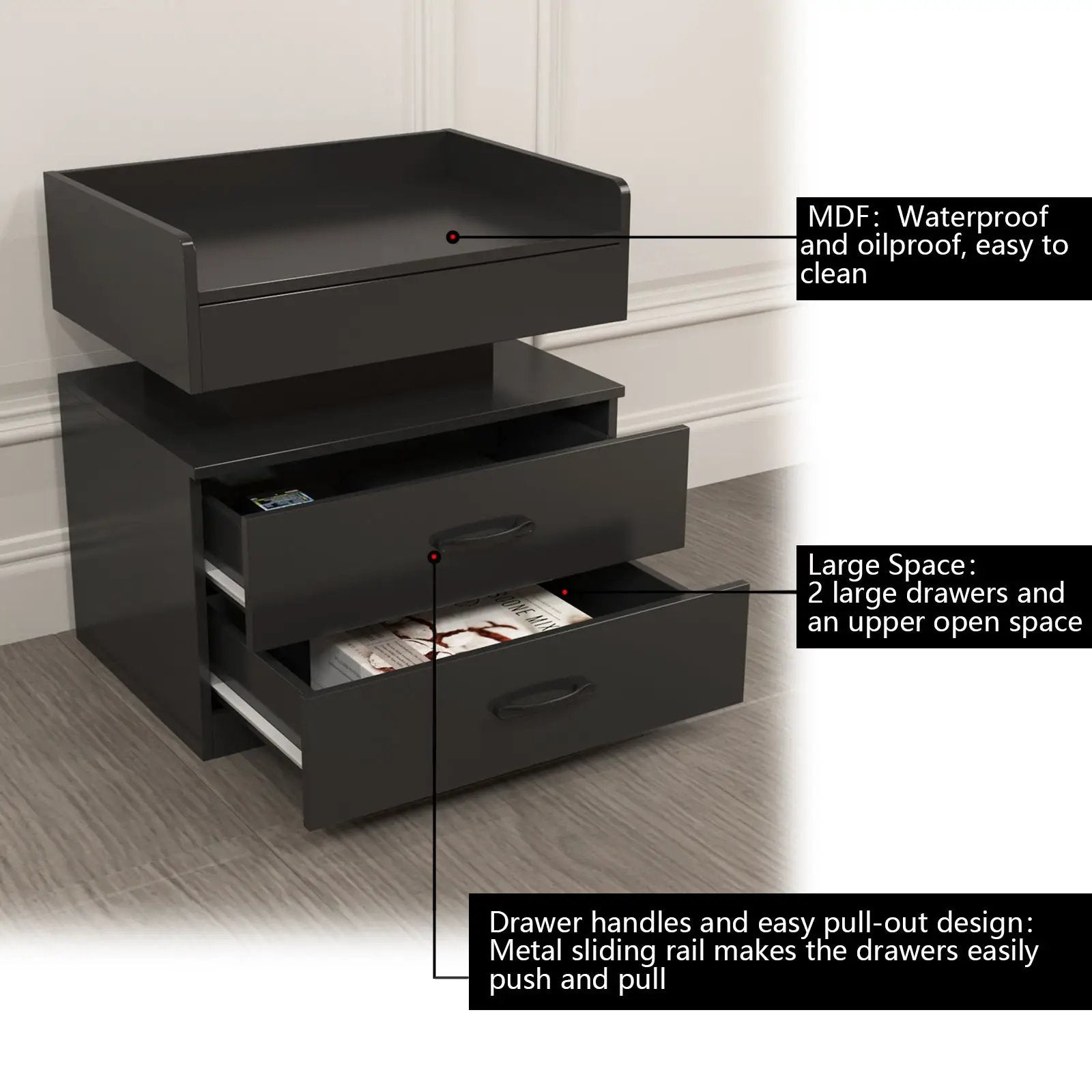 1 Set Nightstand with Adjustable LED Strip Light by HouseOfZazla