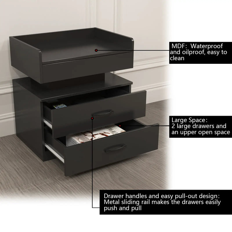 1 Set Nightstand with Adjustable LED Strip Light by HouseOfZazla