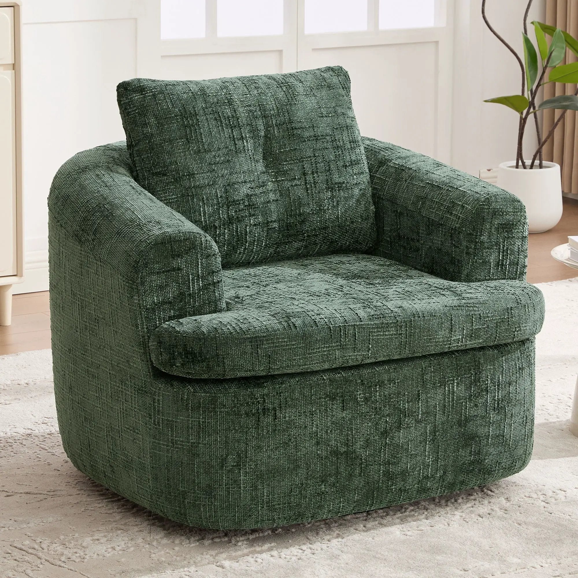 Modern Swivel Barrel Chair With Dual-Layer Cushion by Unique Piece Furniture