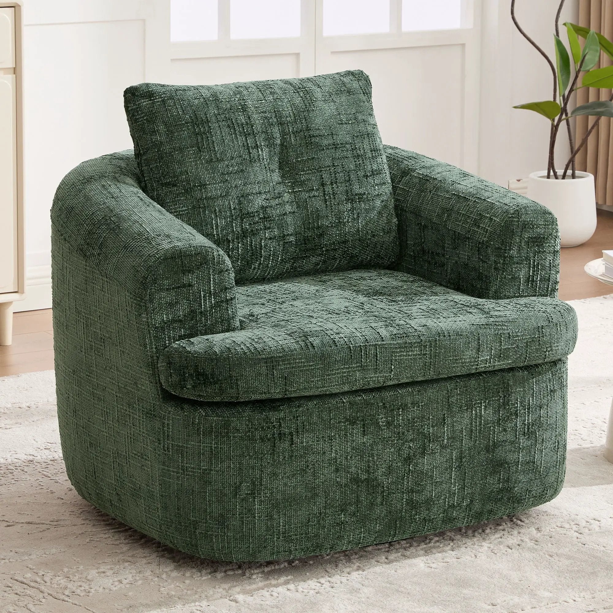Modern Swivel Barrel Chair With Dual-Layer Cushion by HouseOfZazla