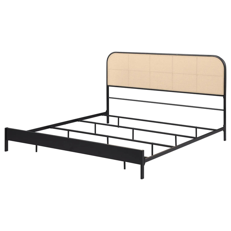 Amherst Radio Weave Rattan Metal Eastern King Bed Black by Unique Piece Furniture