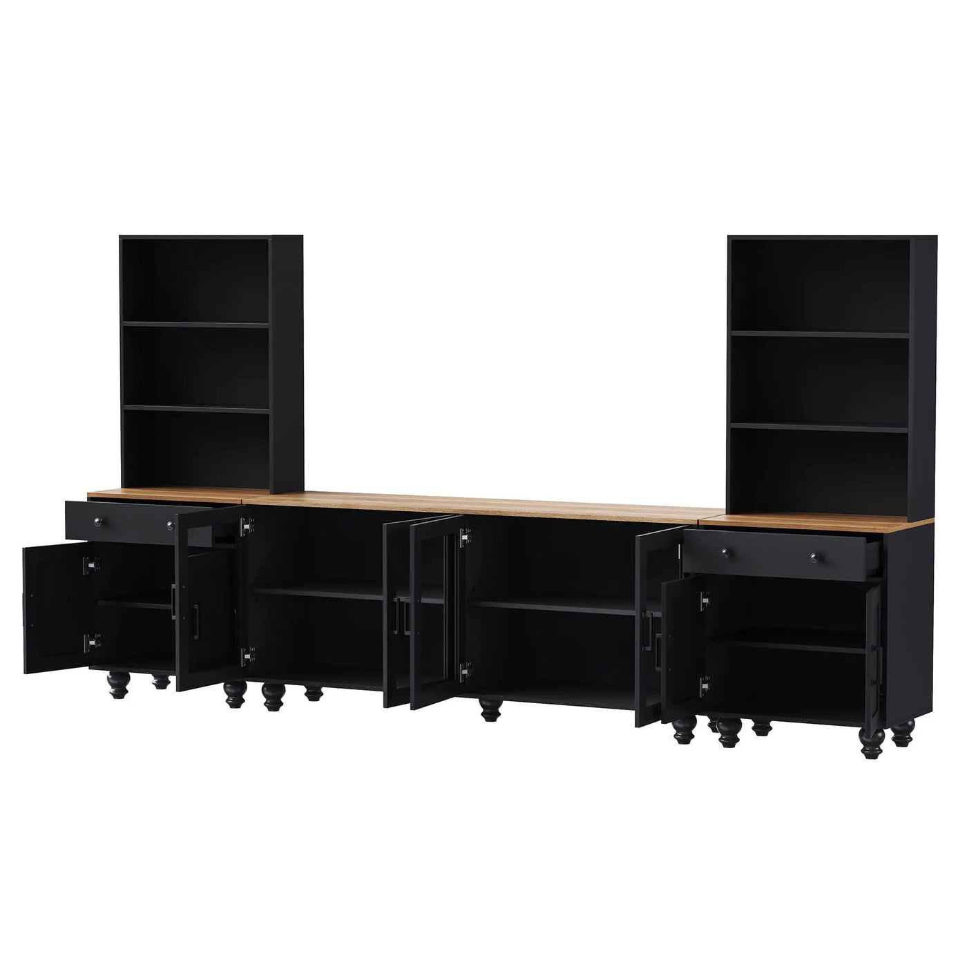 Farmhouse TV Stand With Solid Wood Gourd Shaped Legs For TVs Up To 70" by HouseOfZazla
