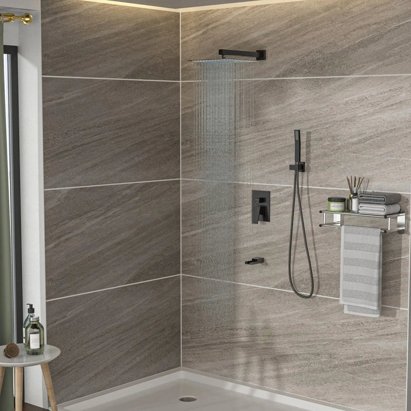 10" Wall Mounted Square Shower System With Rough In Valve by HouseOfZazla