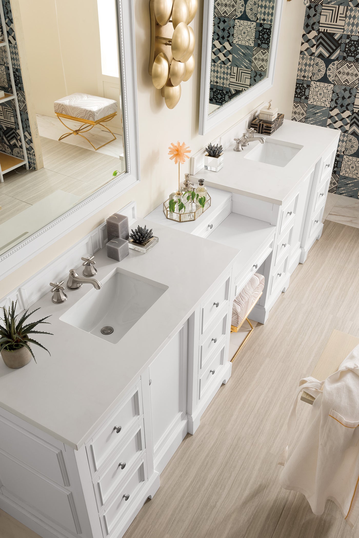 James Martin De Soto 118" Double Bathroom Vanity, Bright White, view 3
