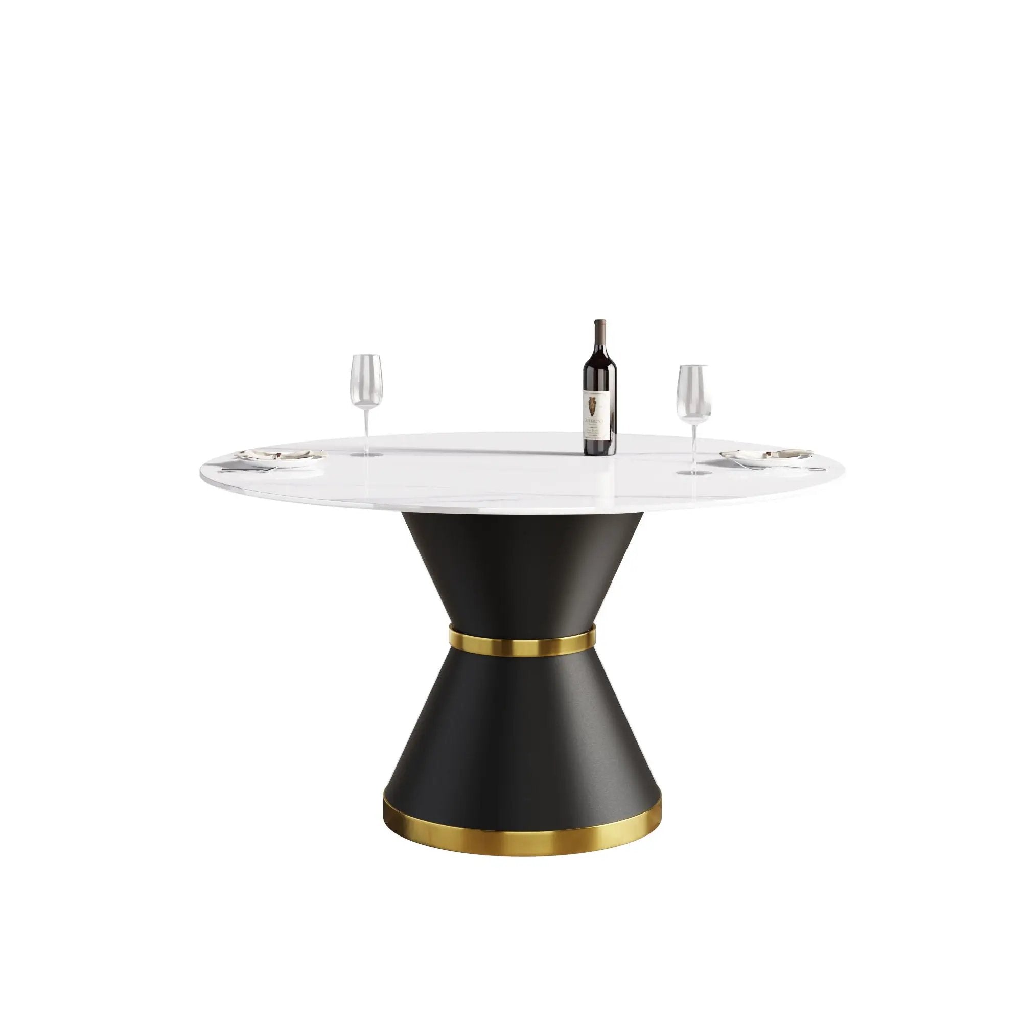 Modern Artificial Stone Round Carbon Steel Base Dining Table, Can Accommodate 6 People by HouseOfZazla