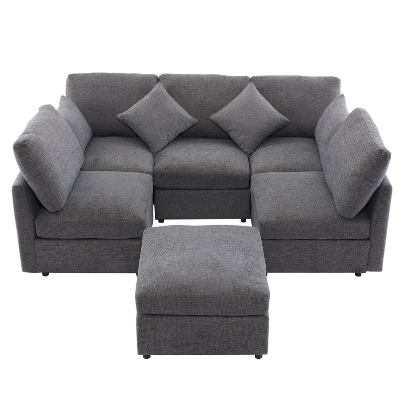 Sectional Sofa Modular U-Shaped With Ottoman & USB Ports