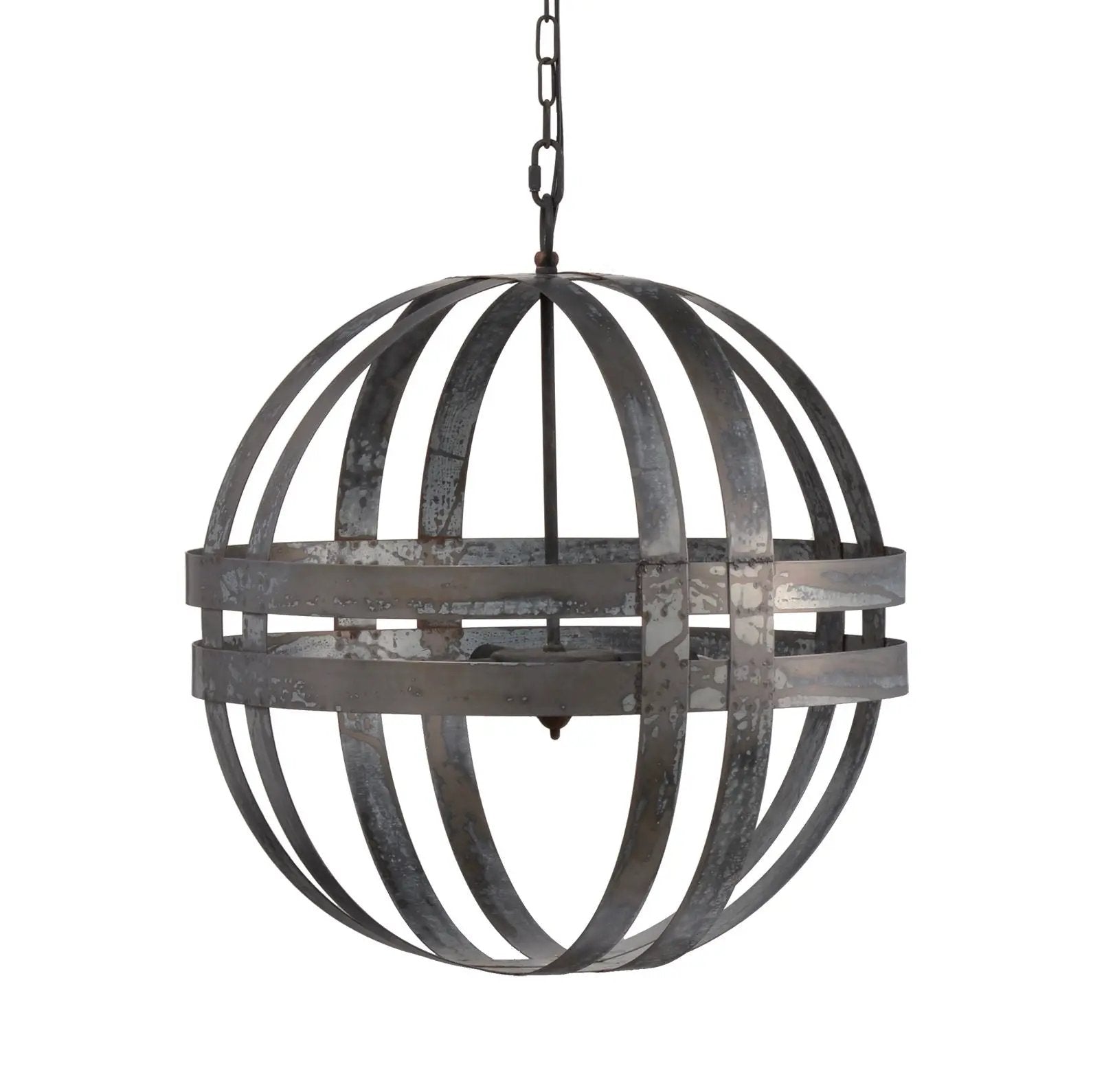 4 Light Galvanized Chandelier, Hanging Light Fixture With Adjustable Chain For Kitchen, Bulb Not Included - Gray by HouseOfZazla