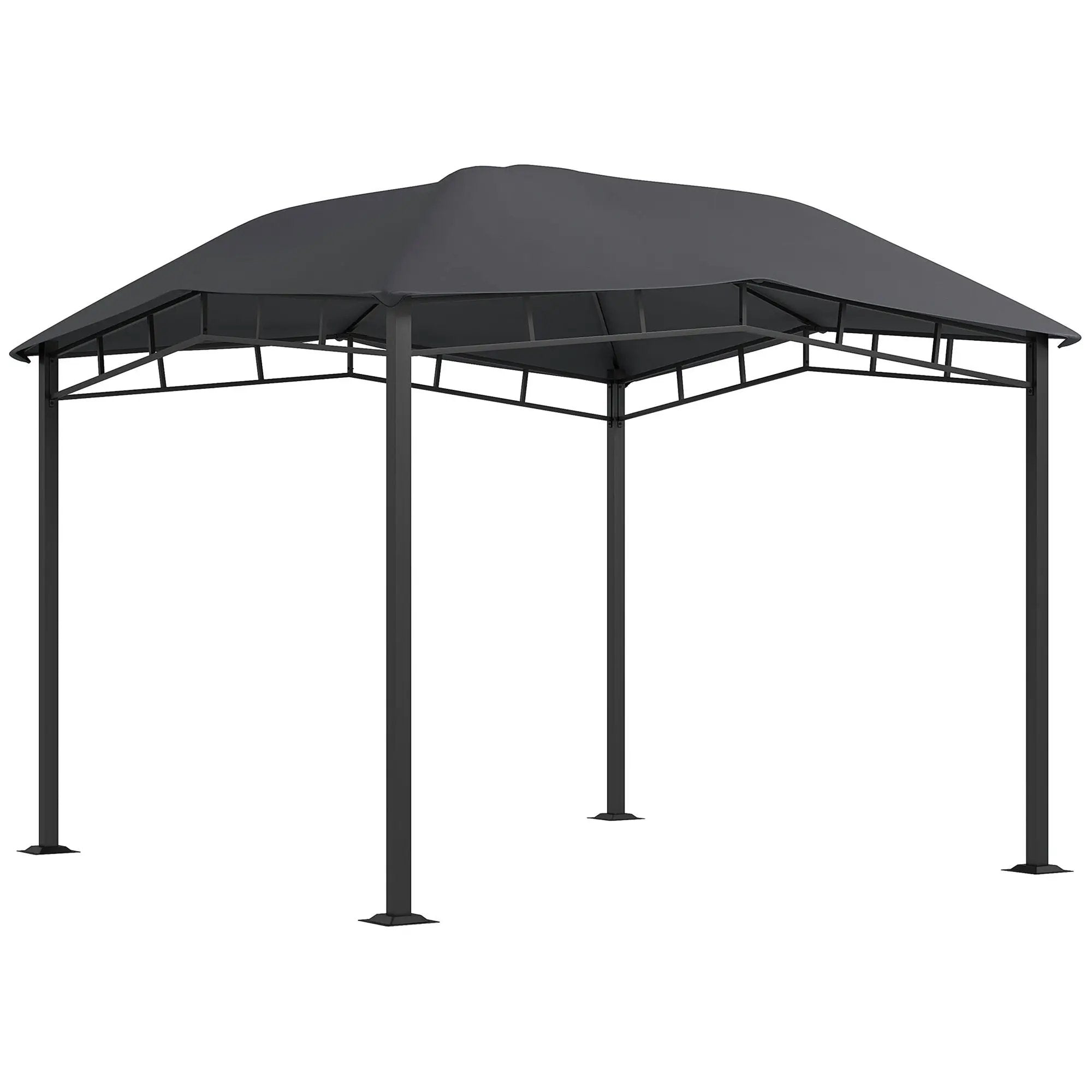 Outsunny - 10' x 10' Soft Top Patio Gazebo Outdoor Canopy With Unique Geometric Design Roof, All-Weather Steel Frame - Gray by Unique Piece Furniture