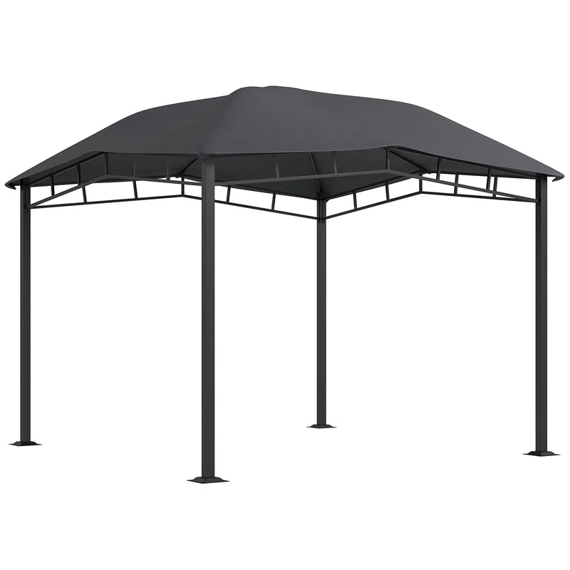 Outsunny - 10' x 10' Soft Top Patio Gazebo Outdoor Canopy With Unique Geometric Design Roof, All-Weather Steel Frame - Gray by Unique Piece Furniture