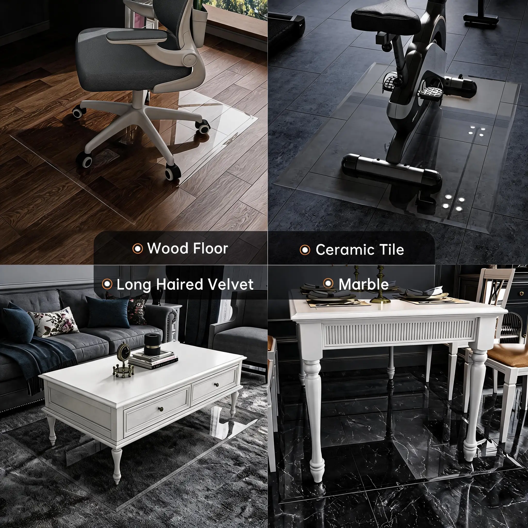 Tempered Glass Beveled Edge Chair Mat by HouseOfZazla