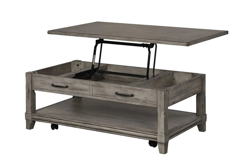 Lift Top Cocktail Table With Casters - Gray by HouseOfZazla