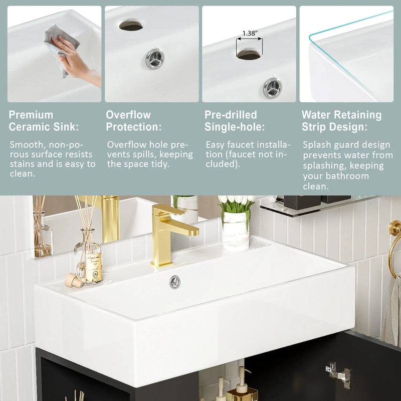 Bathroom Vanity, Combo Cabinet, Bathroom Storage Cabinet, Single Ceramic Sink by HouseOfZazla
