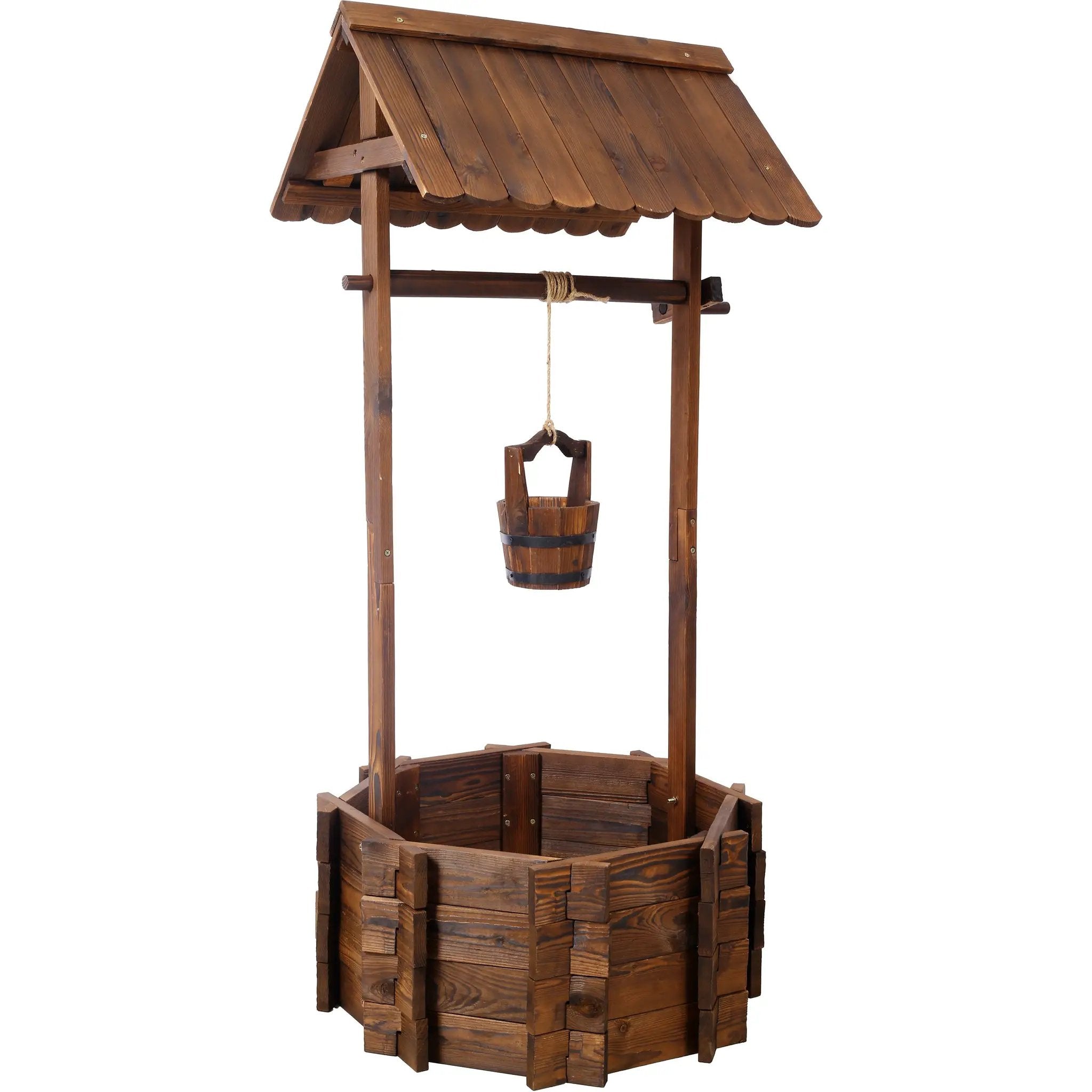 Rustic Wooden Wishing Well Planter by HouseOfZazla