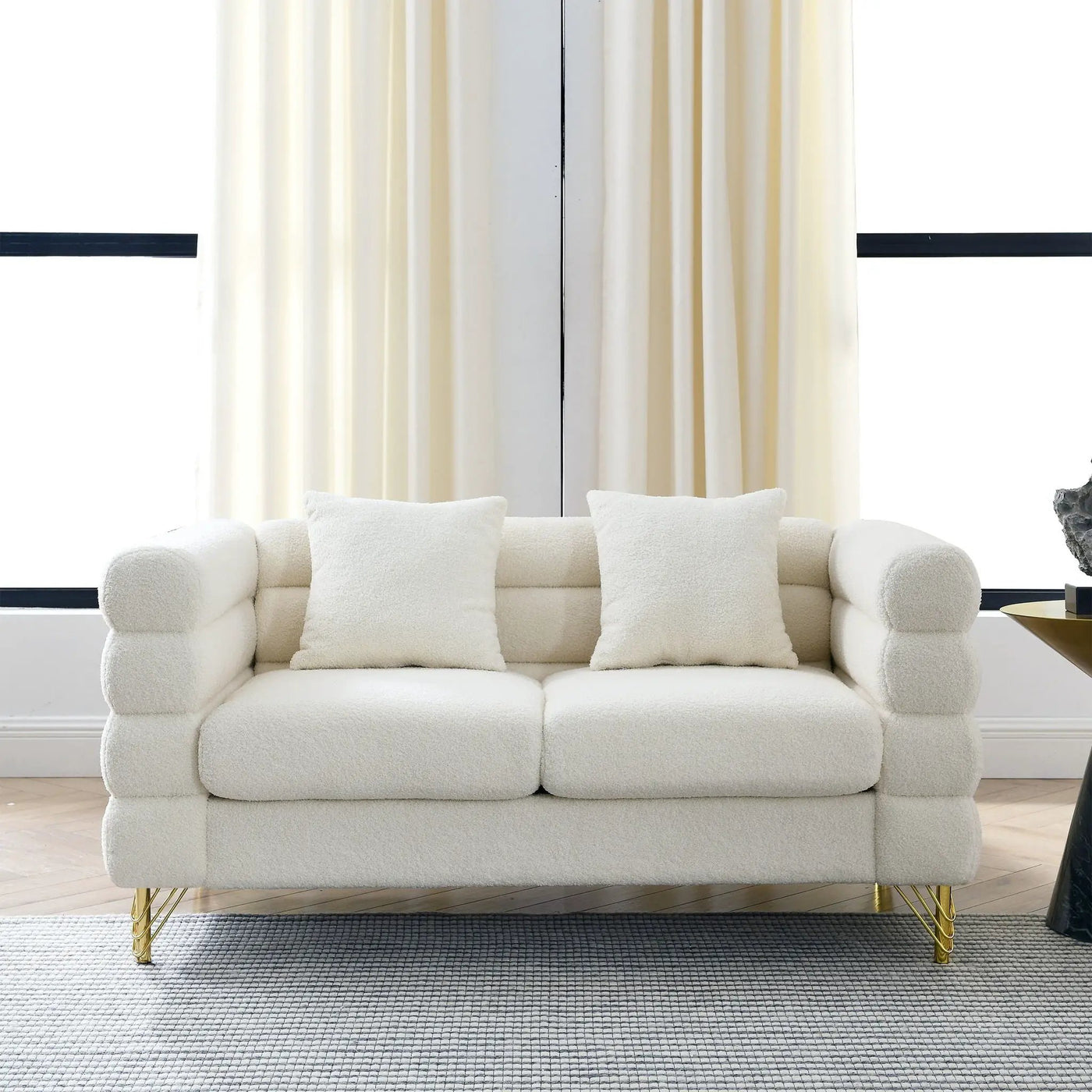Oversized 2 Seater Sectional Sofa With Deep Seating And 2 Pillows by HouseOfZazla