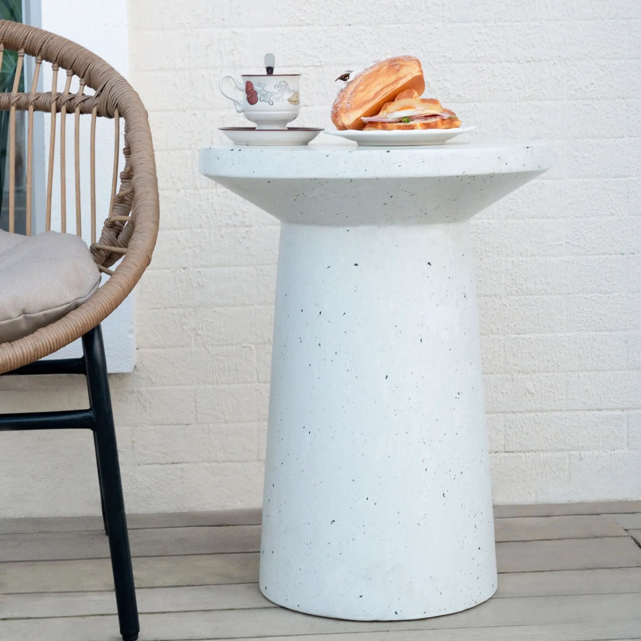 Terrazzo Outdoor Side Table - White by HouseOfZazla
