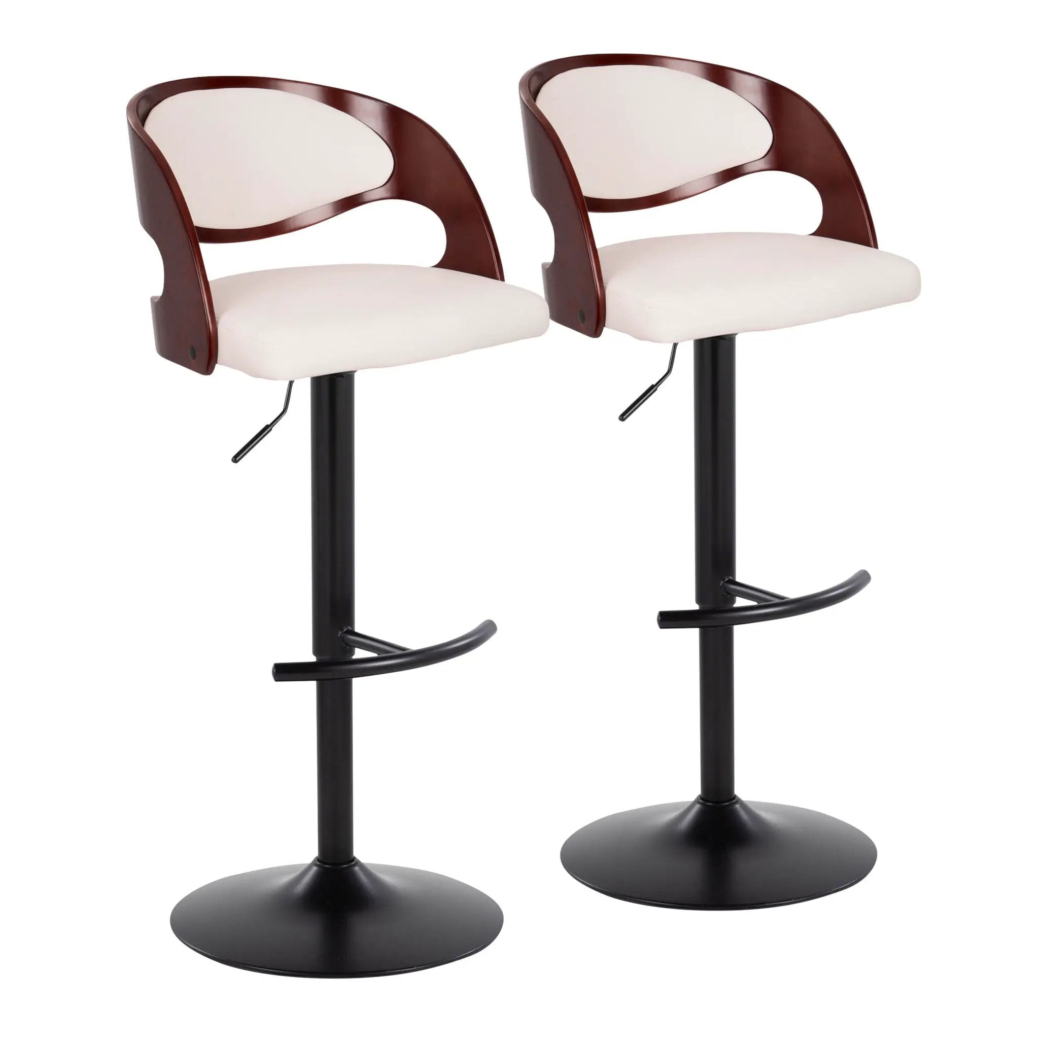 Pino - Mid Century Modern Adjustable Barstool With Swivel With Rounded T Footrest (Set of 2) by Unique Piece Furniture