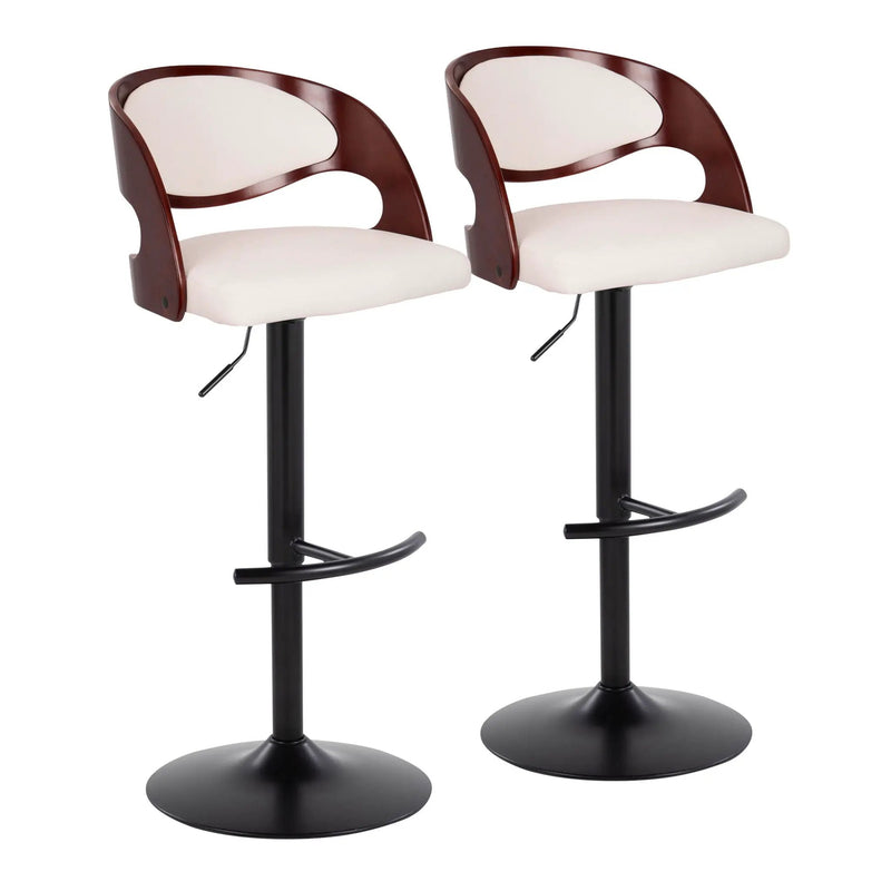 Pino - Mid Century Modern Adjustable Barstool With Swivel With Rounded T Footrest (Set of 2) by HouseOfZazla