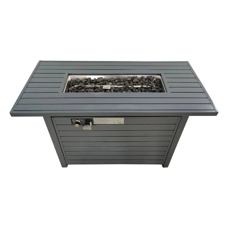 Outdoor Gas Fire Pit Table With Durable Construction And Lid - Gray by Unique Piece Furniture