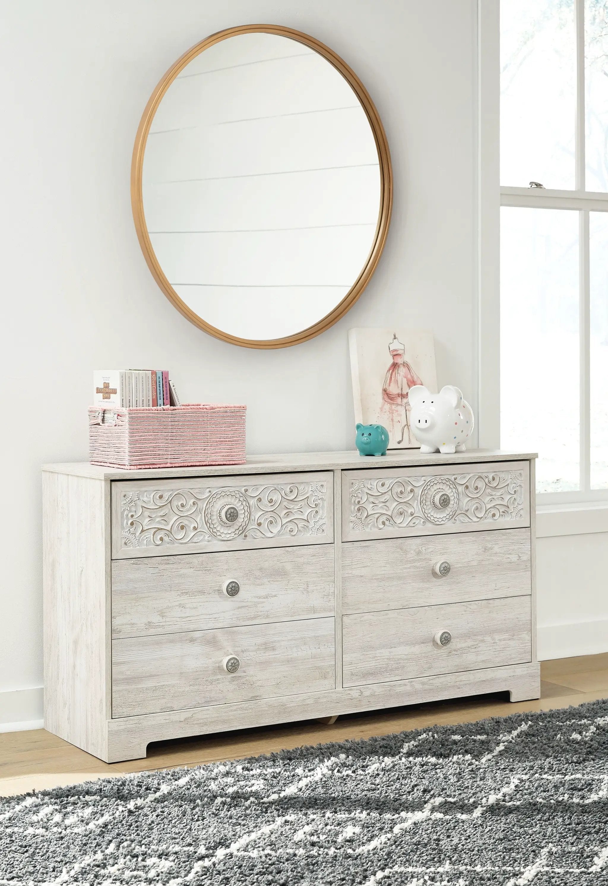 Paxberry - Six Drawer Dresser - Weatherworn - Whitewash by Unique Piece Furniture