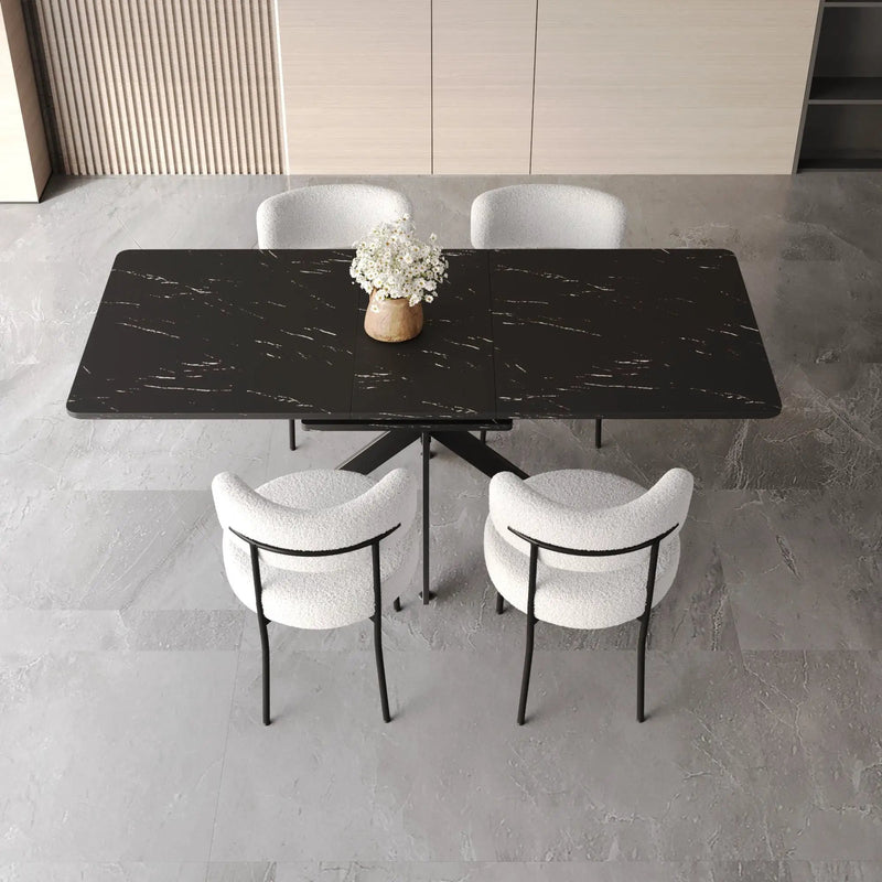 Extendable Dining Table Set With Curved Backrest Upholstered Chairs by HouseOfZazla