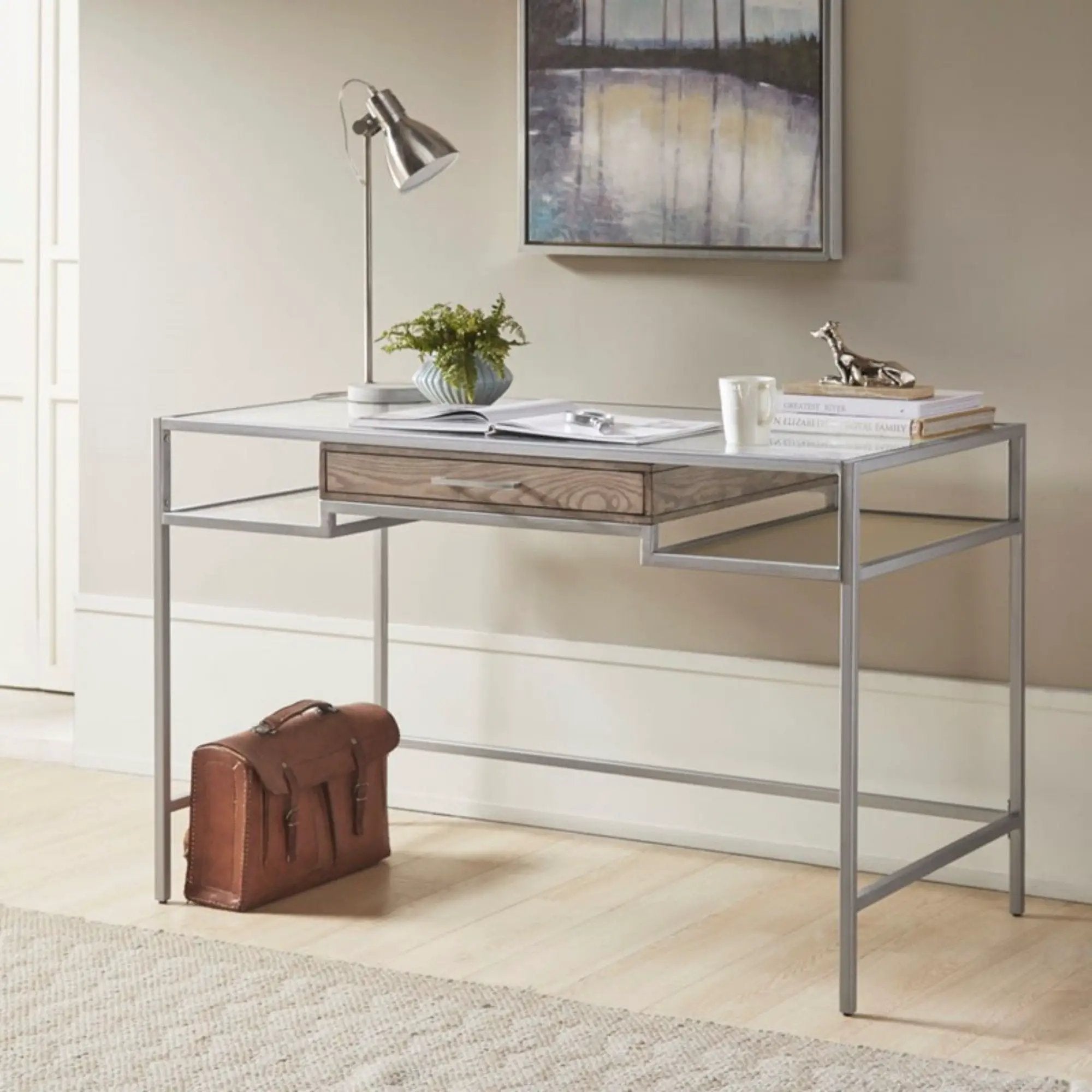 Adela - Writing Desk - Antique Silver by Unique Piece Furniture