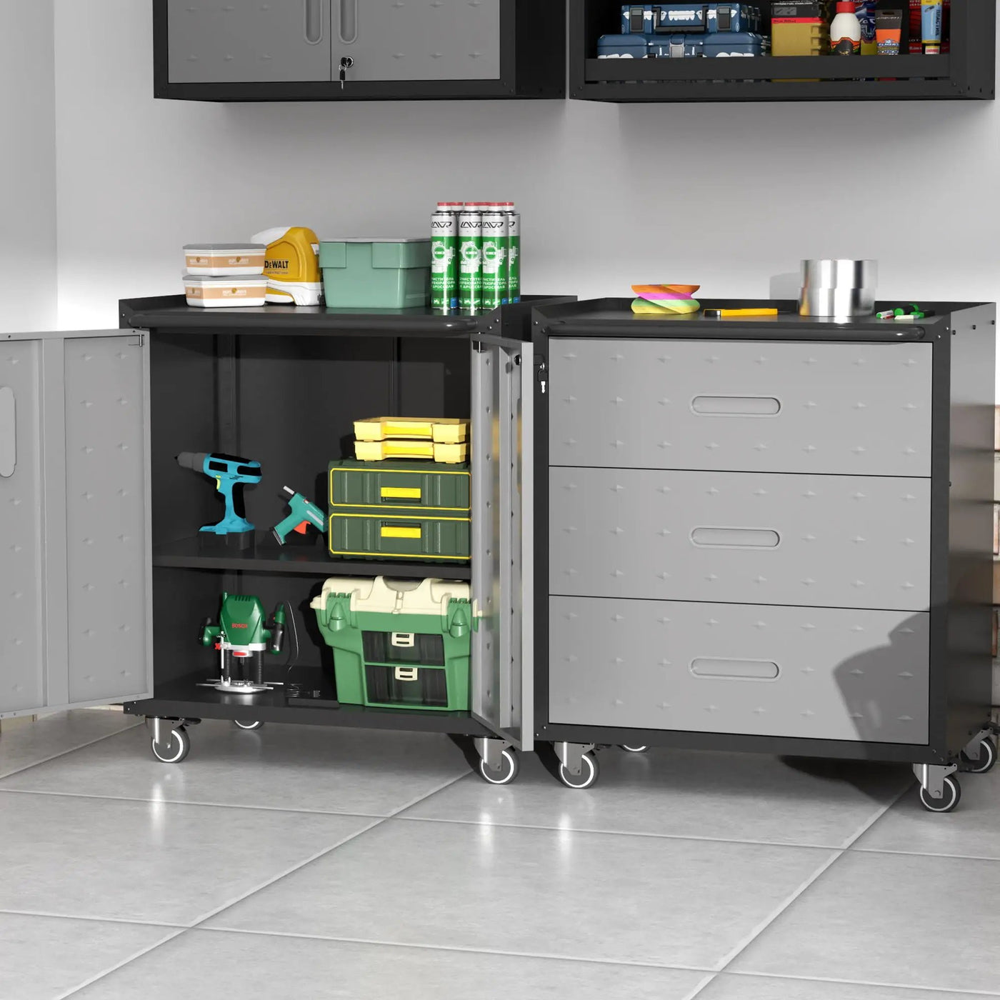 Heavy Duty Metal Storage Cabinet With Wheels 3 Drawer Tool Cabinet For Garage, Office, And Home Organizer Solutions by HouseOfZazla