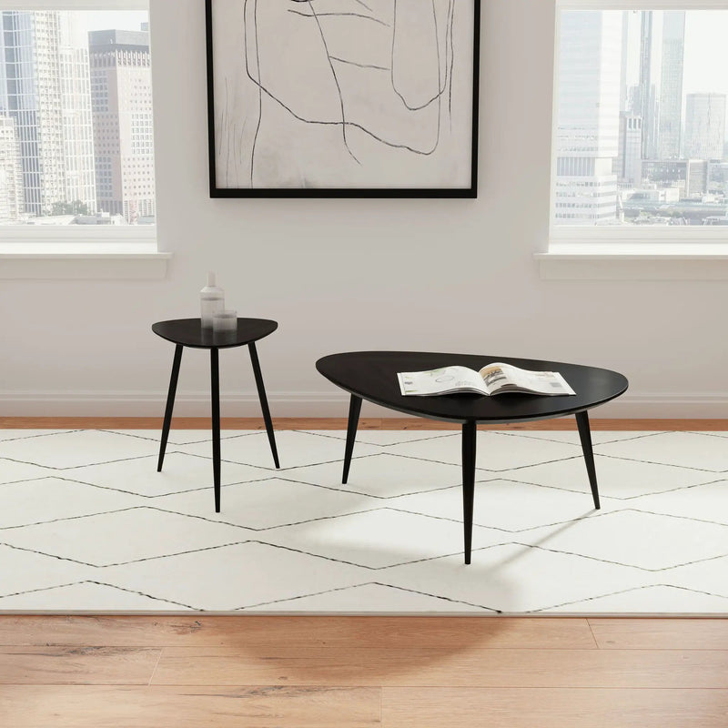 Odessa 2-piece Triangular Coffee and End Table Set Black by Unique Piece Furniture