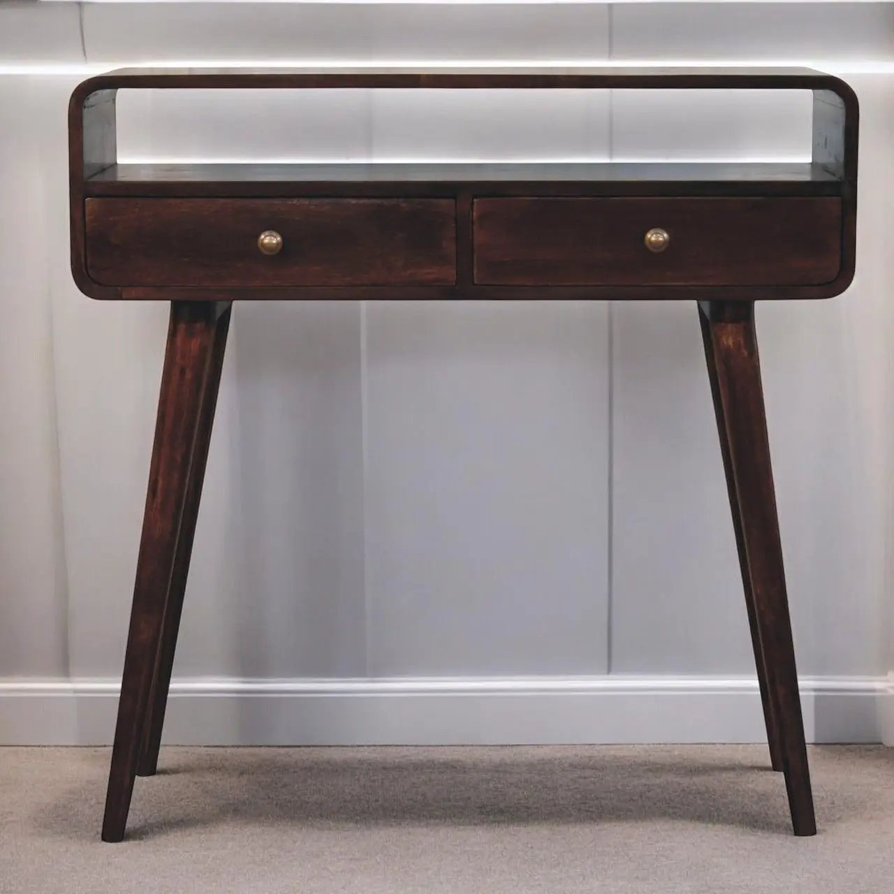 Solid Wood Curved Console Table by HouseOfZazla