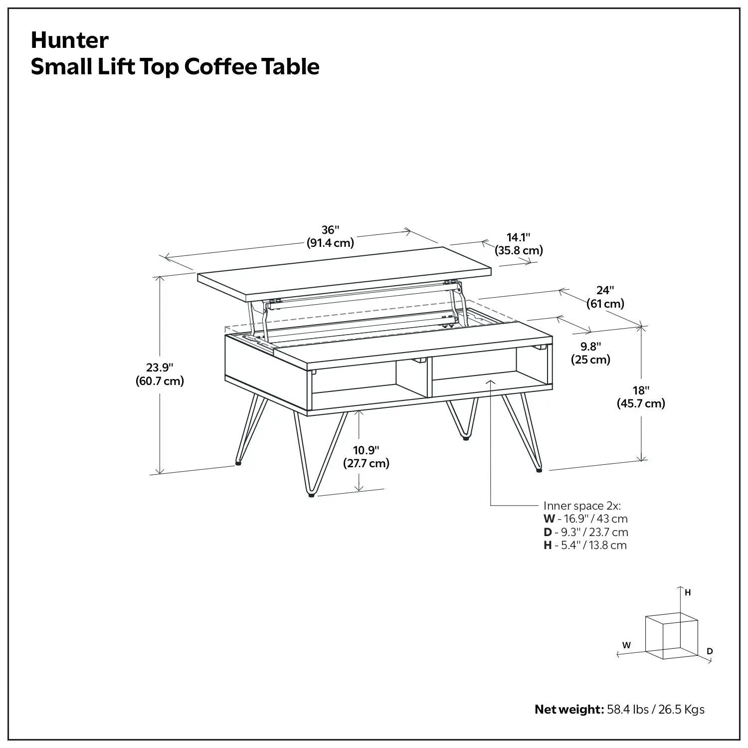 Hunter - Lift Top Coffee With Hidden Storage - Oak by HouseOfZazla