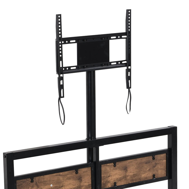 Twin Size Platform Bed With Headboard And Footboard, 2 Storage Drawers And Rotatable TV Stand - Black by HouseOfZazla
