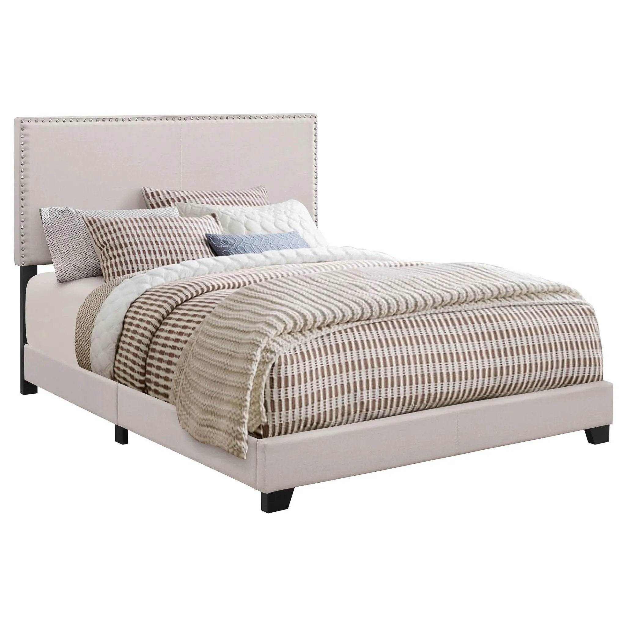 Boyd Upholstered Queen Panel Bed Ivory by Unique Piece Furniture