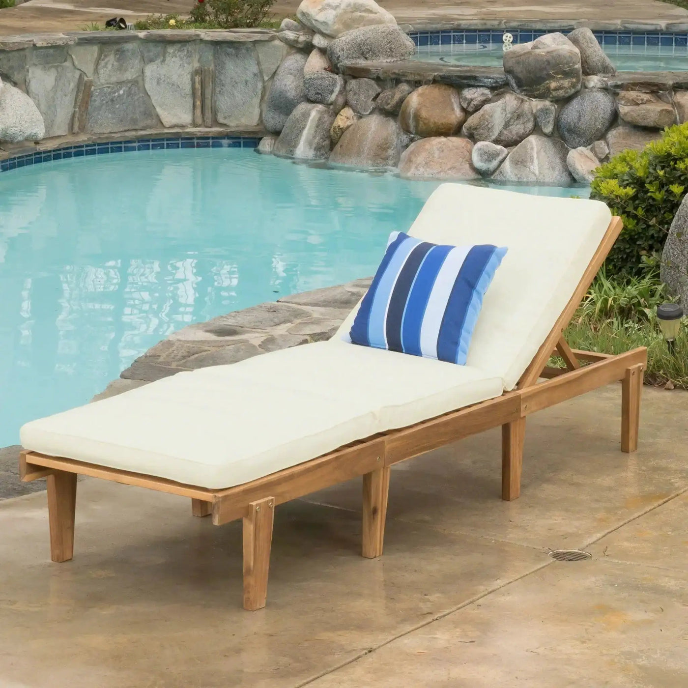 Ariana Wood Chaise Lounge with Cushion by HouseOfZazla