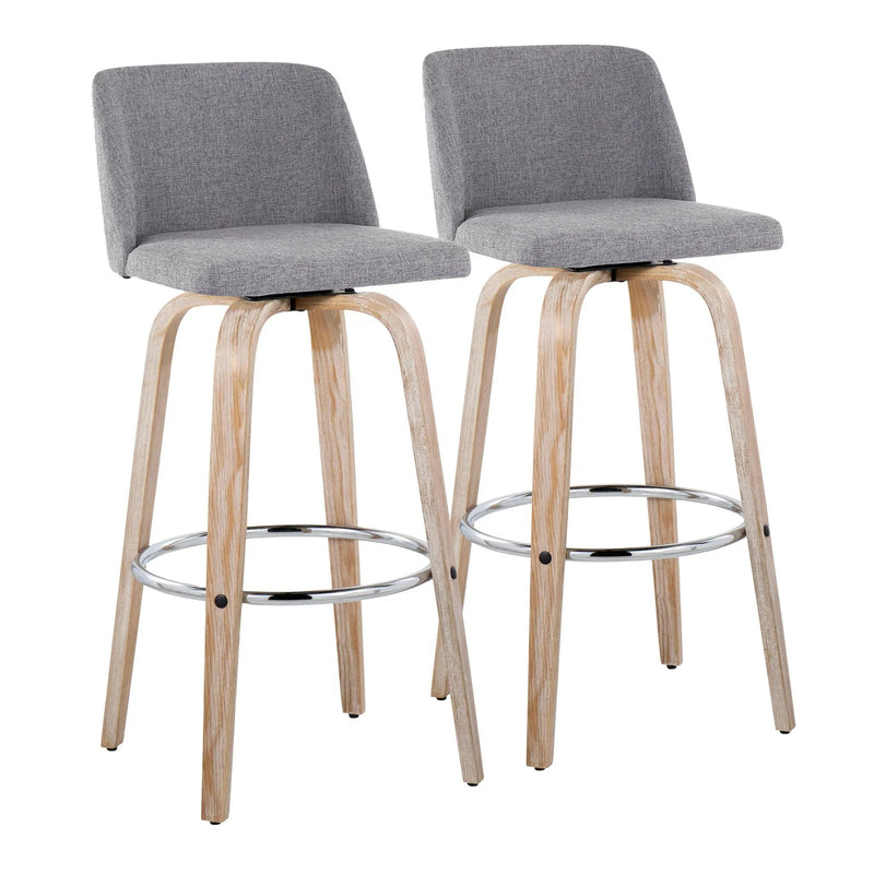 Toriano - Contemporary Fixed Height Barstool With Swivel & Round Footrest (Set of 2) by Unique Piece Furniture