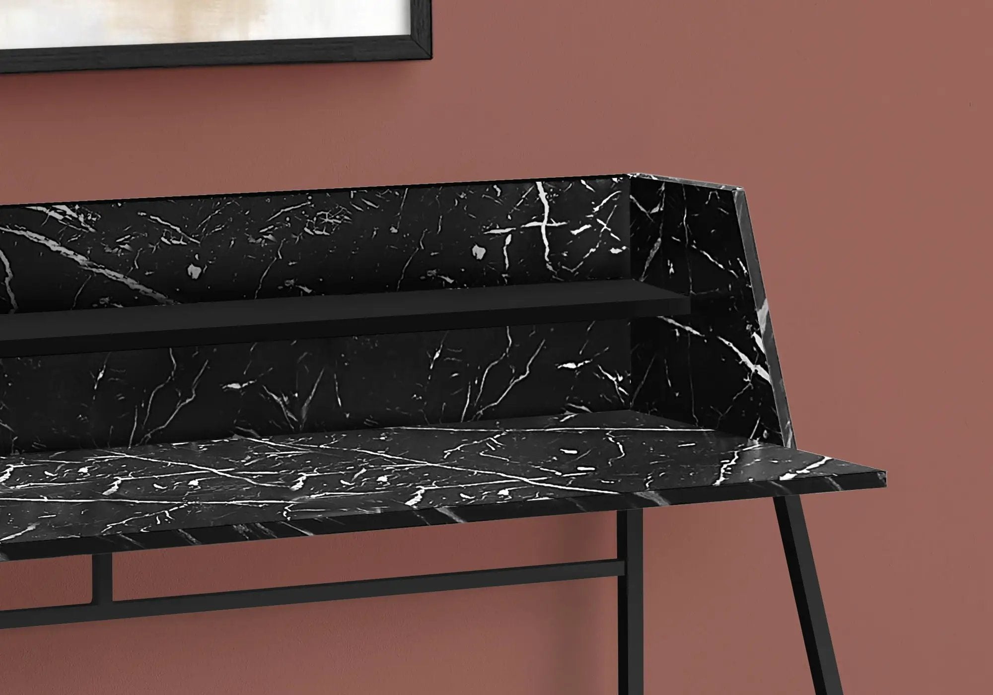 Computer Desk For Home Office, Laptop, Storage Shelves, Marble Look Contemporary & Modern by Unique Piece Furniture