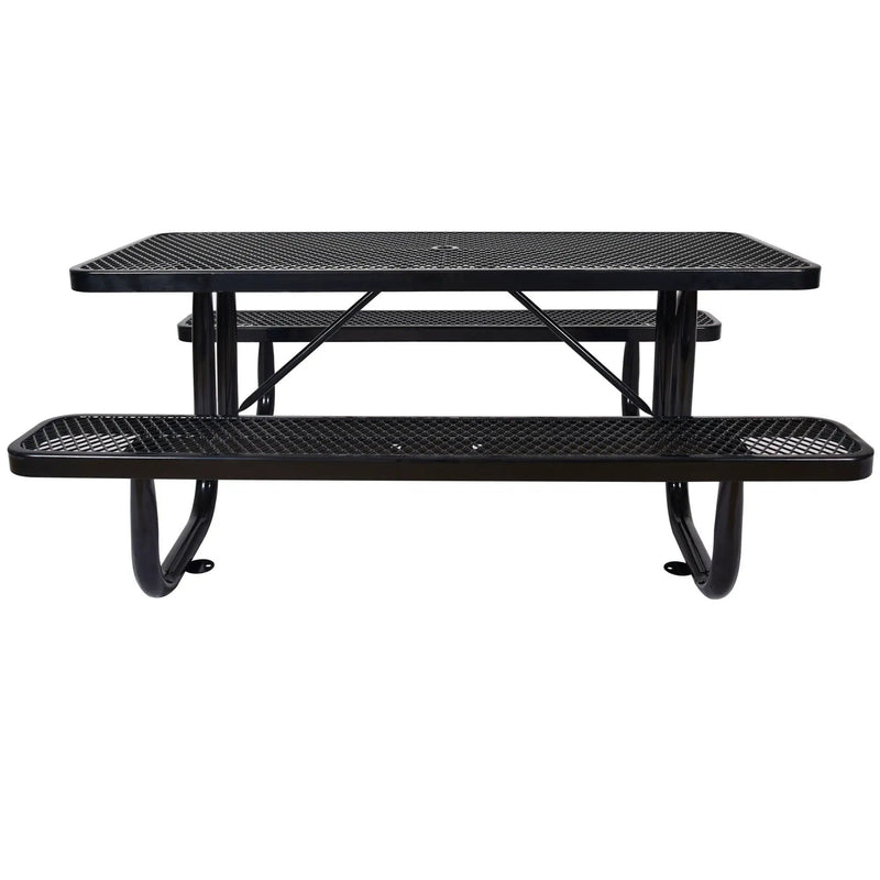 Rectangular Outdoor Steel Picnic Table With Umbrella Pole by Unique Piece Furniture
