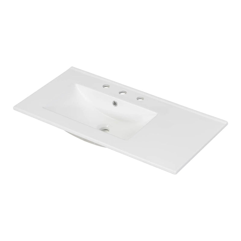 Bathroom Vanity With Ceramic Sink Combo, Abundant Storage Cabinet 2 Soft Close Doors And 5 Drawers by HouseOfZazla