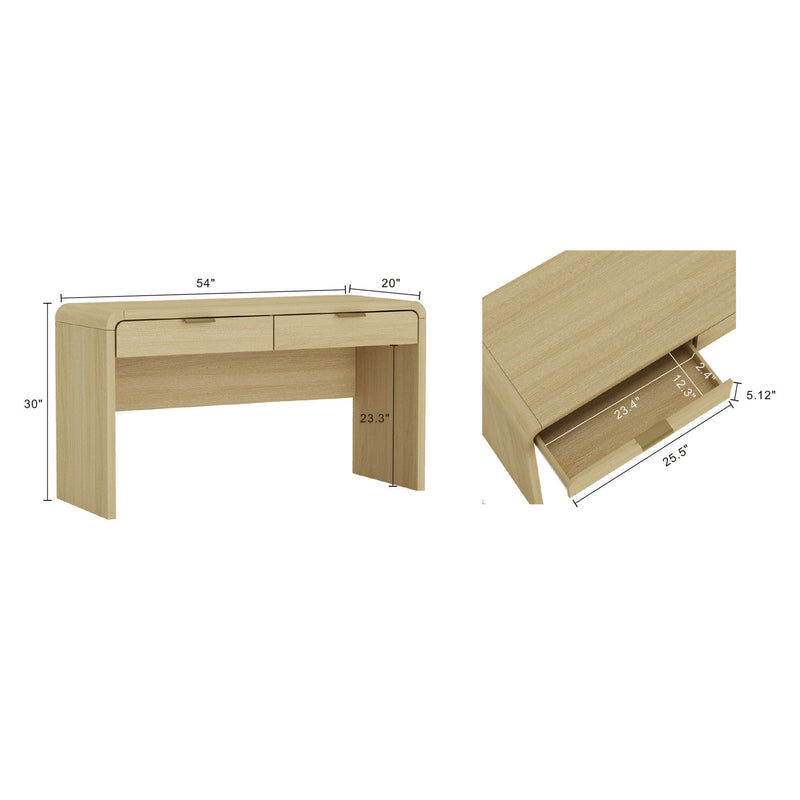 Grace - Office Desk With 2 Drawers - Oak by HouseOfZazla
